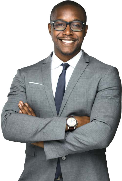 Smiling Male Tax Professional In Grey Blazer