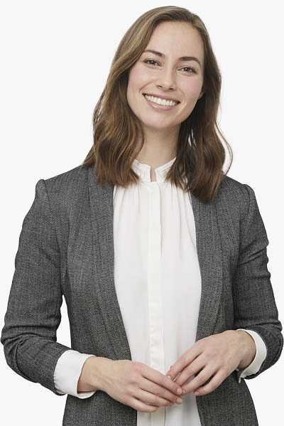 Smiling Female Business Professional In Grey Blazer